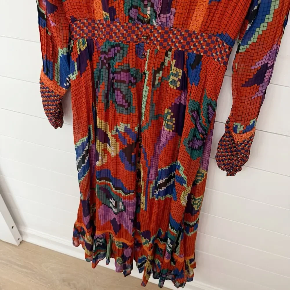 Women’s Anthropologie Tropical Maxi Dress Colorful Size Small S - Picture 4 of 9